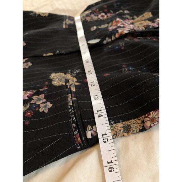 Xoxo Womens Floral Pinstripe Blazer Size M Black Ruched 3/4 Sleeves Y2k Office - Picture 8 of 9
